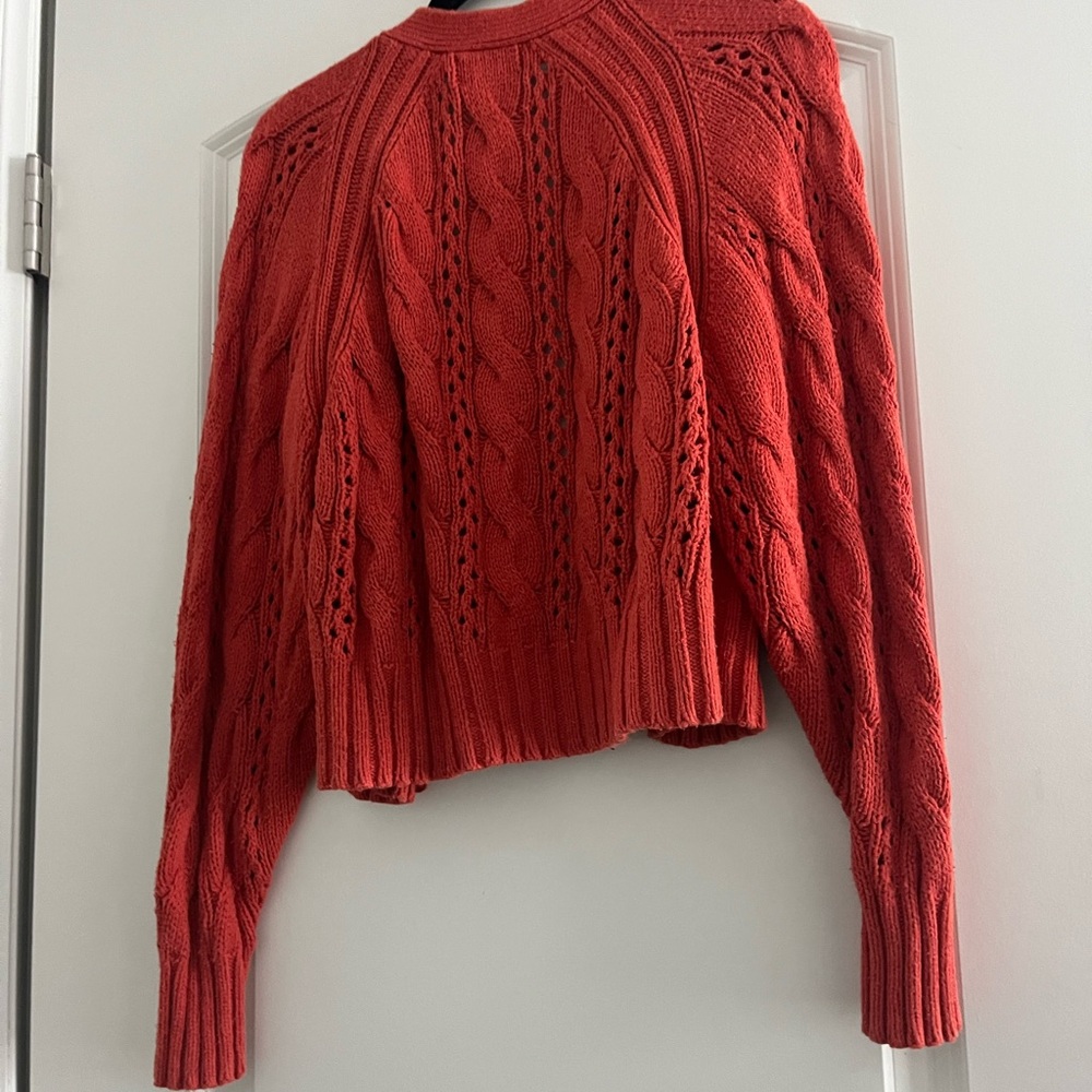 Orange Cable Knit Button-Front Cardigan - Picture 3 of 3